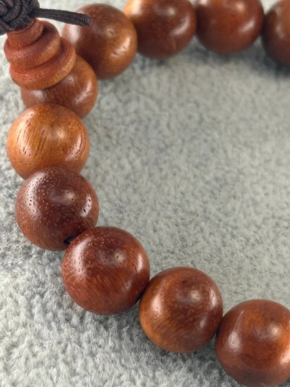 Natural Burma Padauk Wood Bead Bracelet 10mmx19 Rosewood Meditation Mala 9.19g